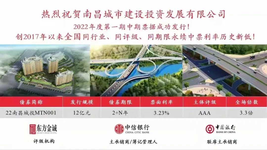 2022首戰(zhàn)告捷！南昌城投集團(tuán)成功發(fā)行12億元中期票據(jù)